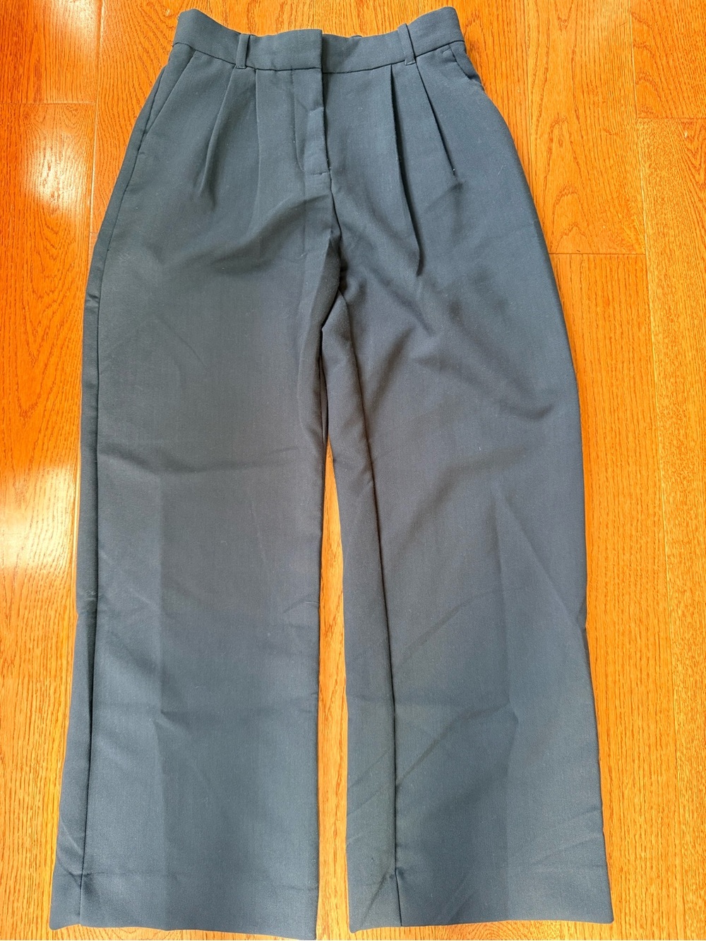 Navy Abercrombie high rise wide leg trouser